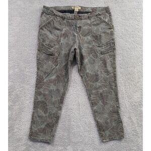 Democracy Cargo Pants Women 20W Green Palm‎ Print Flex-ellent Ankle Length
